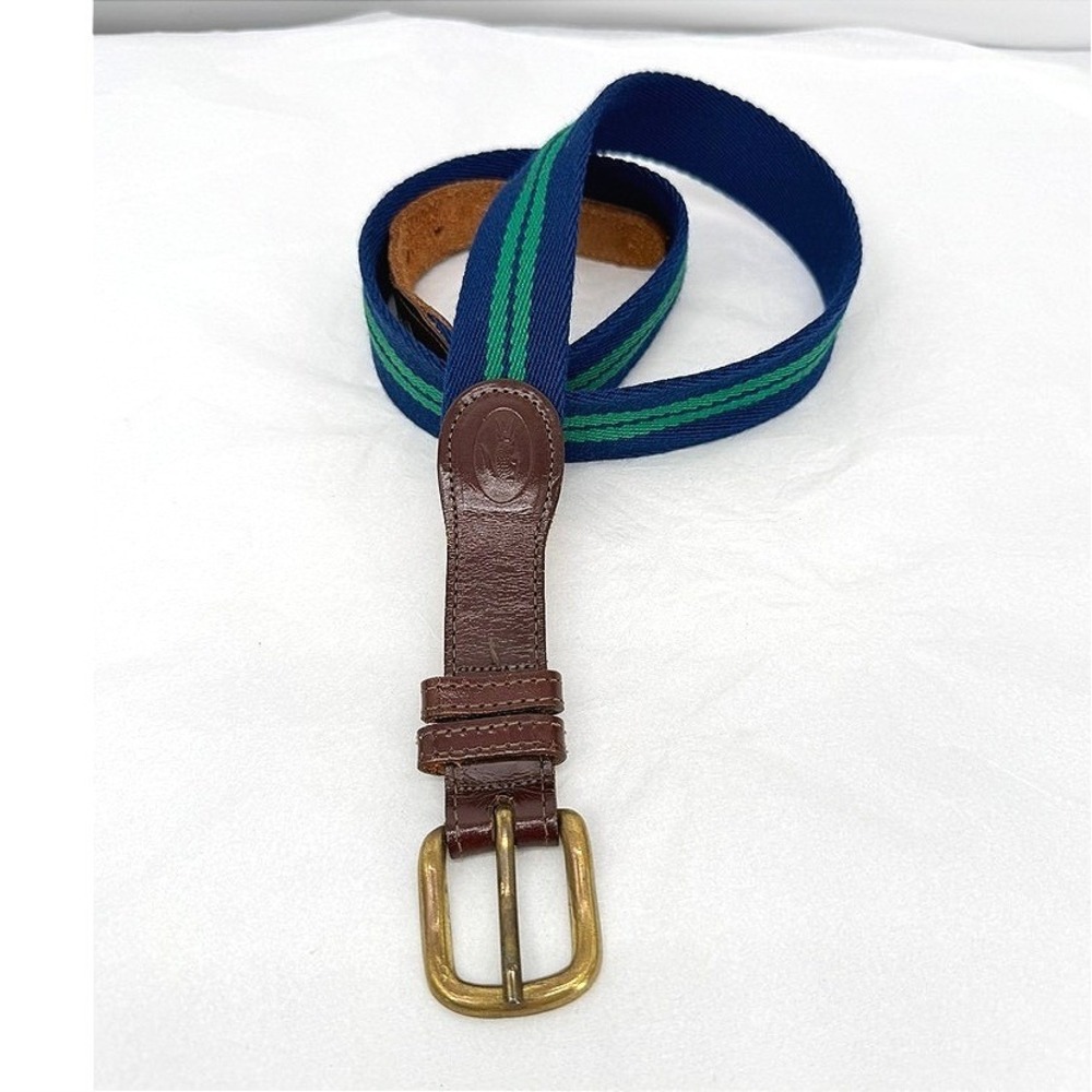 Lacoste Belt Canvas Leather Double Striped Preppy Casual Retro 80s Size 38/95